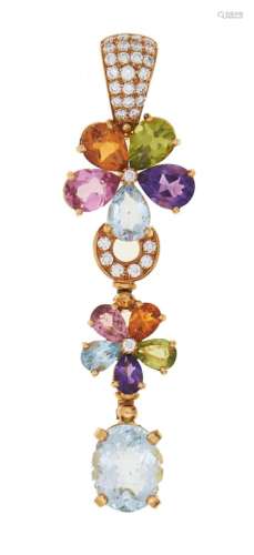 Diamond and gem-set pendant