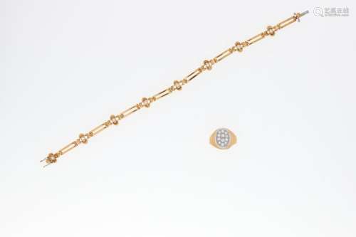 18K yellow gold and diamond bracelet and ring