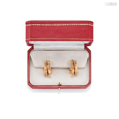 pair of hoop earclips "Bamboo", Cartier