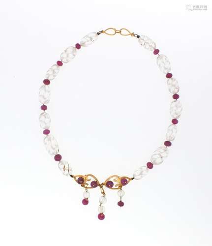 Rock crystal and ruby necklace, Luisa de grésy