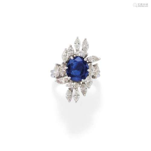 blue sapphire and diamond ring