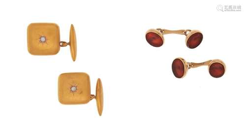 two pairs of gold and gem-set cufflinks