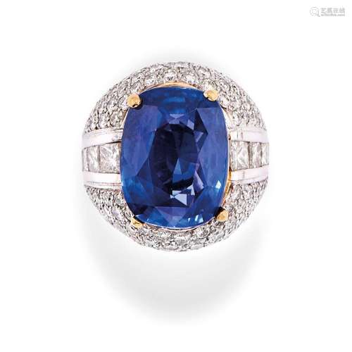 blue sapphire and diamond ring