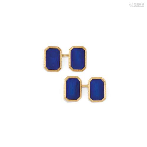 pair of blue enamel cufflinks