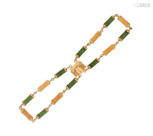 18k yellow gold and jadeite bracelet