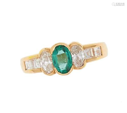 Emerald and diamond ring