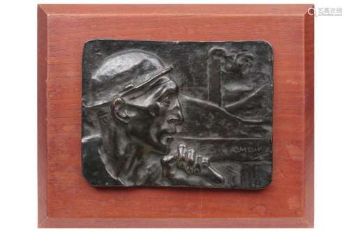 MEUNIER CONSTANTIN (1831 - 1905) antieke bronzen plaket m