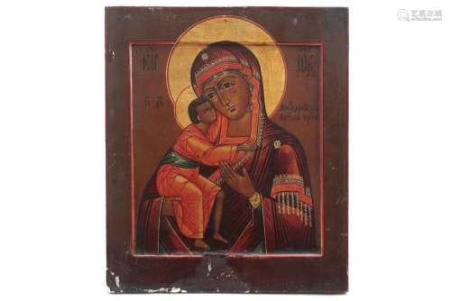Antieke Russische ikoon met de voorstelling van de Madonn
