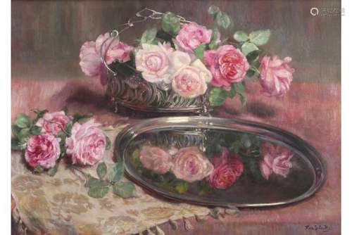 GELEEDTS FLORE (1866 - 1938) olieverfschilderij op doek :