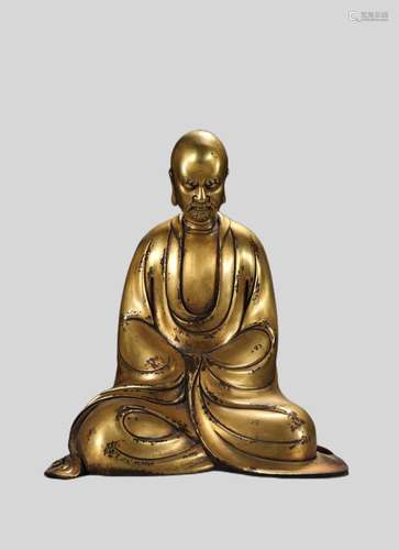 Gilt Bronze Seated Dharma Statue