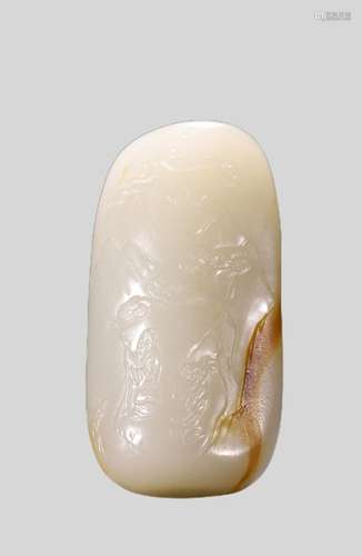 Hetian jade seed material character story pendant