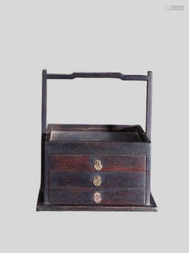 Chinese hardwood three-layer beam box