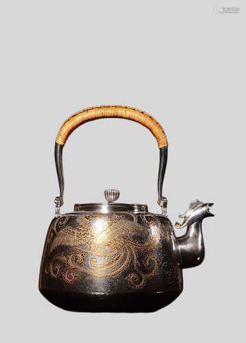 Jingyi engraved double-sided phoenix liang silver pot