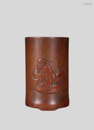 Quality folk system, old bamboo carving character drawing pe...