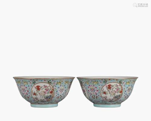 Pastel painted gold window four seasons flower bowl