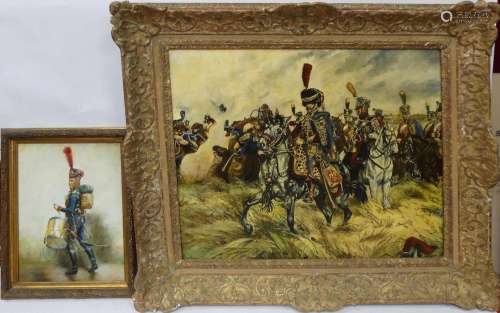 Lot de deux reproductions : Charge de cavaliers de l’Empire ...