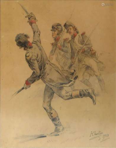 Henri George CHARTIER (1859-1924) Soldats révolutionnaires a...