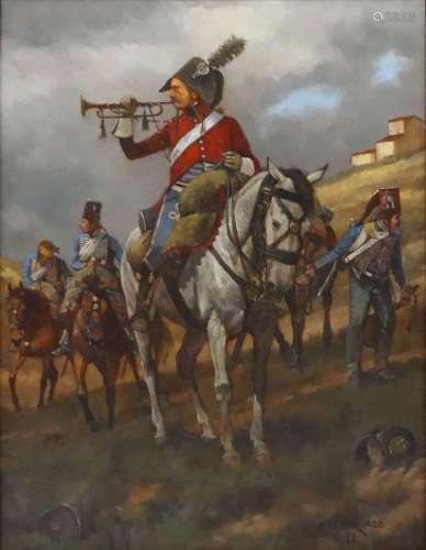 Keith ROCCO, XXe. Soldats à cheval jouant de la trompette. H...