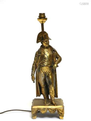Napoléon debout. Pied de lampe en laiton. H. 40 cm