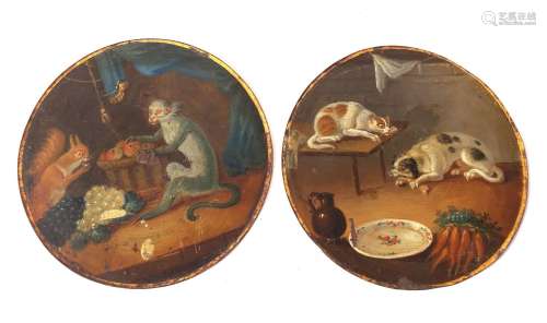 Ecole française XVIIIe-XIXe. Chat et chien et écureuil et si...