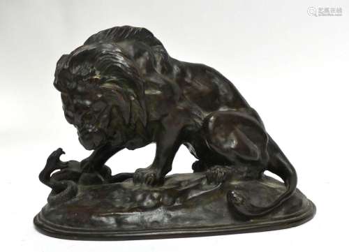 Antoine-Louis BARYE (1795-1875) (d'après) Lion au serpent. E...