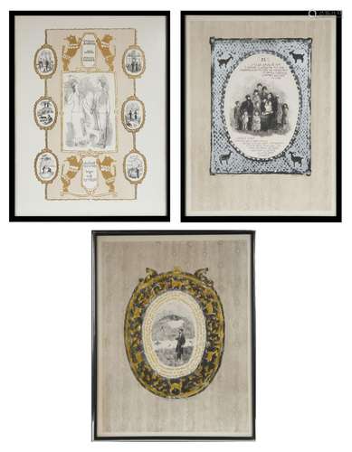 A GROUP OF THREE FRAMED LITHOGRAPHS FROM THE BEWITCHED TAILO...