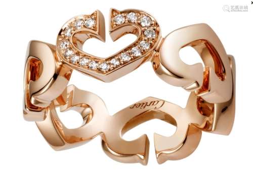 18K ROSE GOLD DIAMOND CARTIER C HEART RING