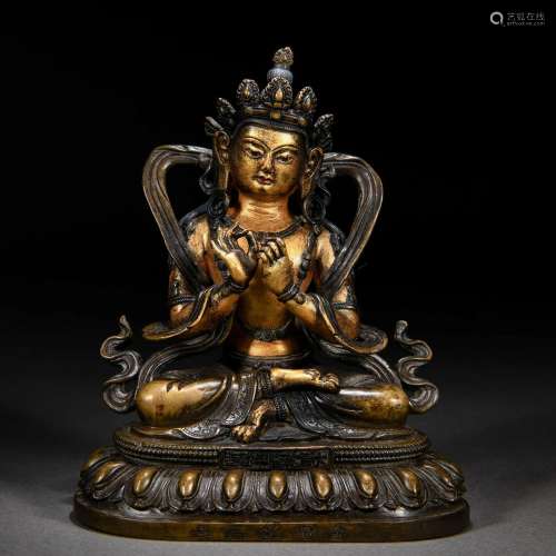 A Tibeto-Chinese Bronze-gilt Figure of Akasagarbha