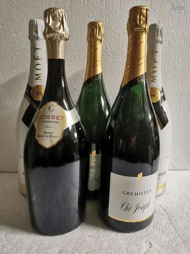 5 magnums CHAMPAGNE (1 Gosset Grand Blanc de