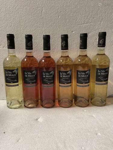 6 bouteilles VIN DE MERDE (4 rosé, 2 blanc)