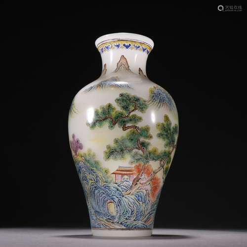 Pebble Enamel Landscape Vase