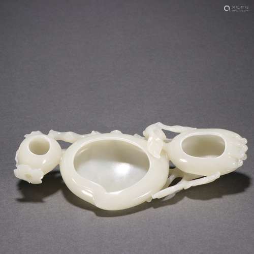 Hetian Jade Pebble Three-Treasure Brush Washer