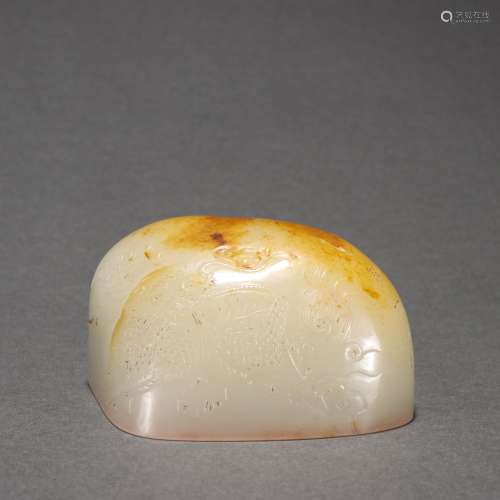 Hetian Jade Pebble Qilin Seal