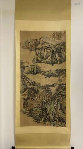 A Vertical-hanging Landscape Chinese Ink Painting by Shi Tao