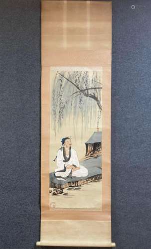 A Vertical-hanging Character Chinese Ink Painting by Zhang D...