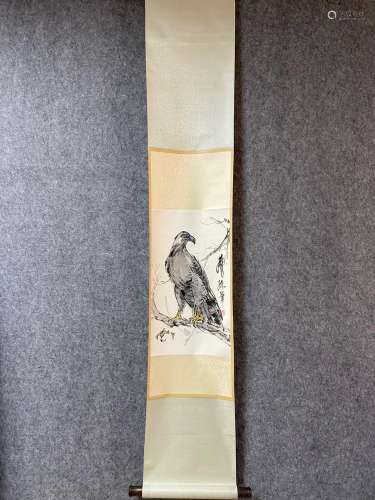 A Vertical-hanging Eagle Chinese Ink Painting by Huang Zhou