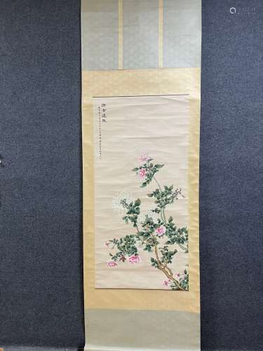 A Vertical-hanging Flower Chinese Ink Painting by Mei Lanfan...