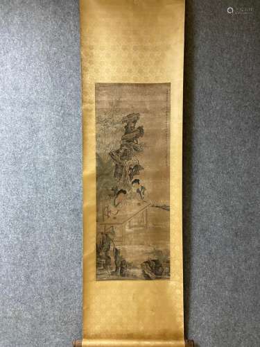 A Vertical-hanging Character Chinese Ink Painting by Gai Qi
