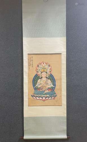 A Vertical-hanging Avalokitesvara Chinese Ink Painting by Pa...