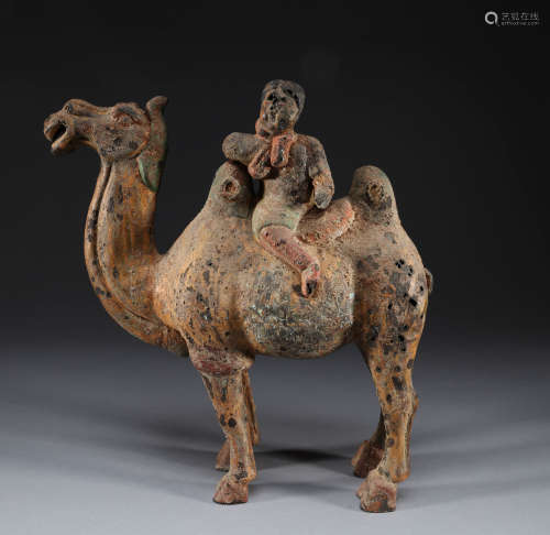 古代 銅質彩繪駱駝
