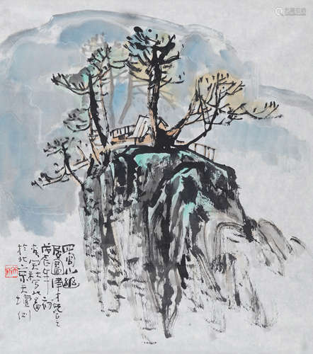 邱笑秋(b.1935) 蜀山幽居图 1988年作 设色纸本 镜心