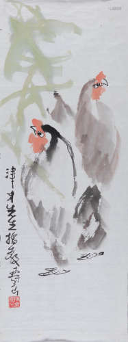 陈寿岳(b.1945) 双吉图  设色纸本 镜心