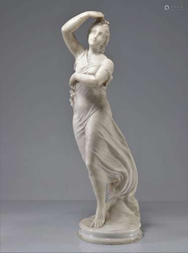 Grande sculpture en marbre "jeune femme" XIXème si...