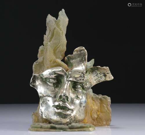 Marcel TATON (1957-) sculpture "visage de femme"Po...