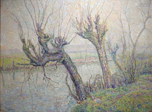 Louis Merlin (1886 – 1919) Grande huile sur toile « bord de ...