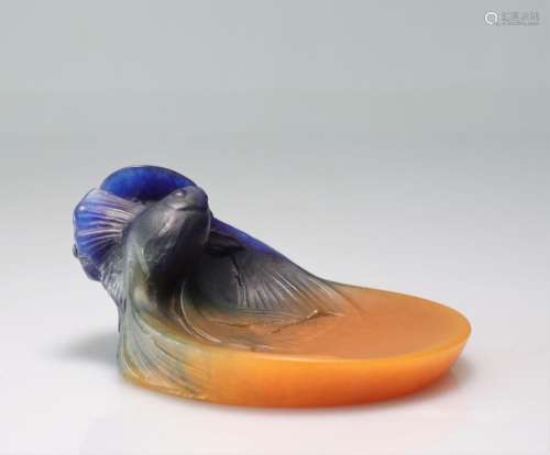 AMALRIC WALTER coupe en pâte de verre décor de poissonsPoids...