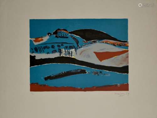 Henri HAYDEN (1883-1970) Paysage bleu. Lithographie signée e...