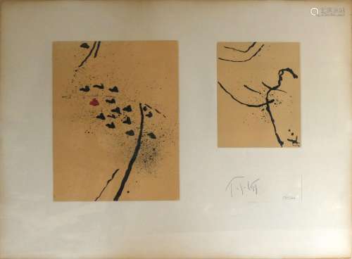 Pierre TAL-COAT (1905-1985) Compositions verte et rose. Deux...