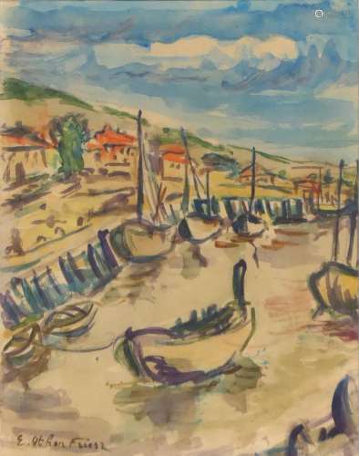 Emile-Othon FRIESZ (1879-1949) Voiliers et barques au port A...