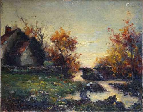 Michel KOROCHANSKY (1866-1925). Lavandière. Huile sur toile ...